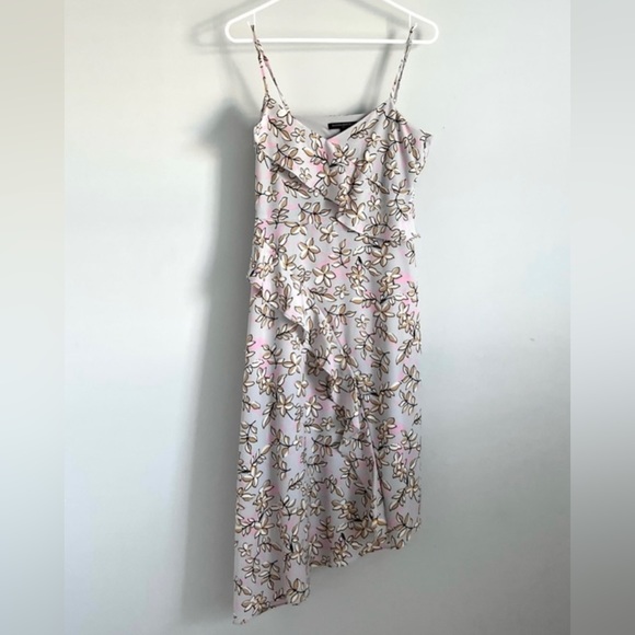 🌻BANANA REPUBLIC Gray Floral Print Bohemian Fit & Flare Dress-Size 6 Petite - Picture 1 of 7
